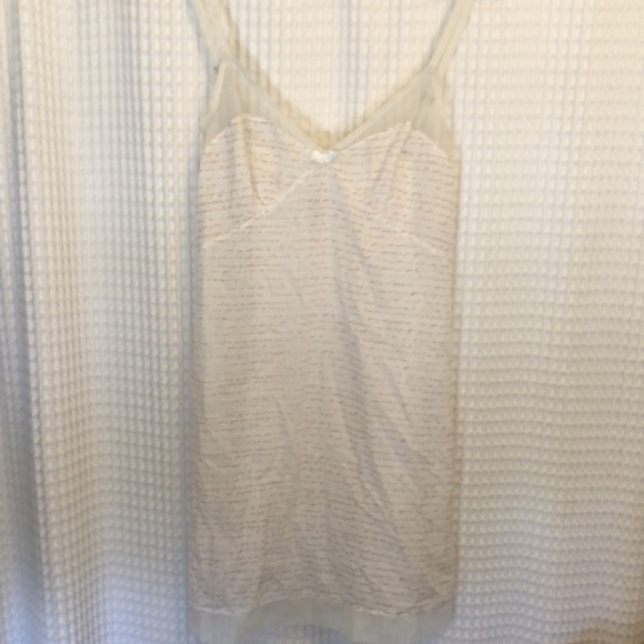 Anthropologie Eloise Printed Nightgown Chemise w/ Mesh Trim & French Lettering S - Picture 2 of 10